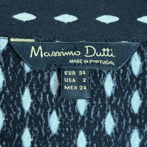 Massimo Dutti Dress Womens 2 Black White Diamond Checkered Print Button Front - Picture 11 of 15